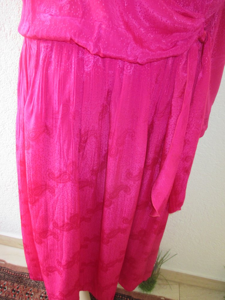NEU mit Etikett * Edel * Original VINTAGE * Seiden- Satin * Paisley * Punkte * Dots * Print * Wickel- Optik * Maxi- Kleid 