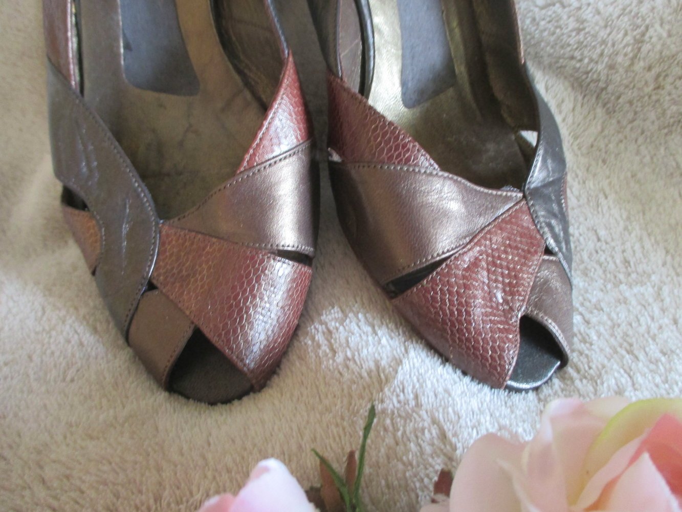 Original VINTAGE * High Kitten Heels * Peep Toes * Slingbacks * Slingpumps * Pumps * Schuhe 