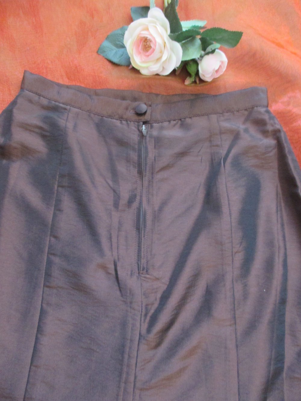 NEU * Schimmernd * Seiden * Satin * Abend * Ausgeh * Ball * Long * Maxi * DESIGNER * A- Linie * Rock * Gr. 34/ XS * schokoladen- braun *