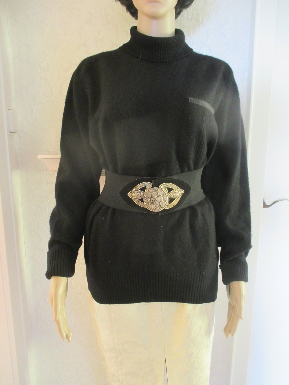 NEUw * Original VINTAGE * Angora * Cashmerè Wolle * Feinstrick * Rollkragen * Pullover ''Made in France'' Gr. 38- 40, 42/ S- M * schwarz * Gothic *