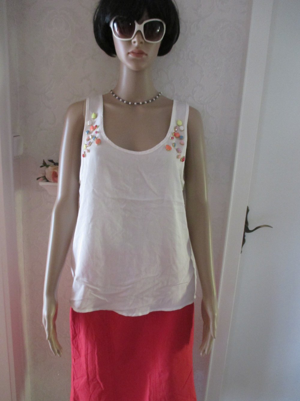 NEU * Edel * Strass- Kristalle * ärmelloses Blusen- Top 