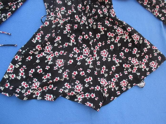   NEU * Blumen * Blüten * Flower- Power * Langarm * Wickel * Jumpsuit * Einteiler * Overall * mit kurzer Short 