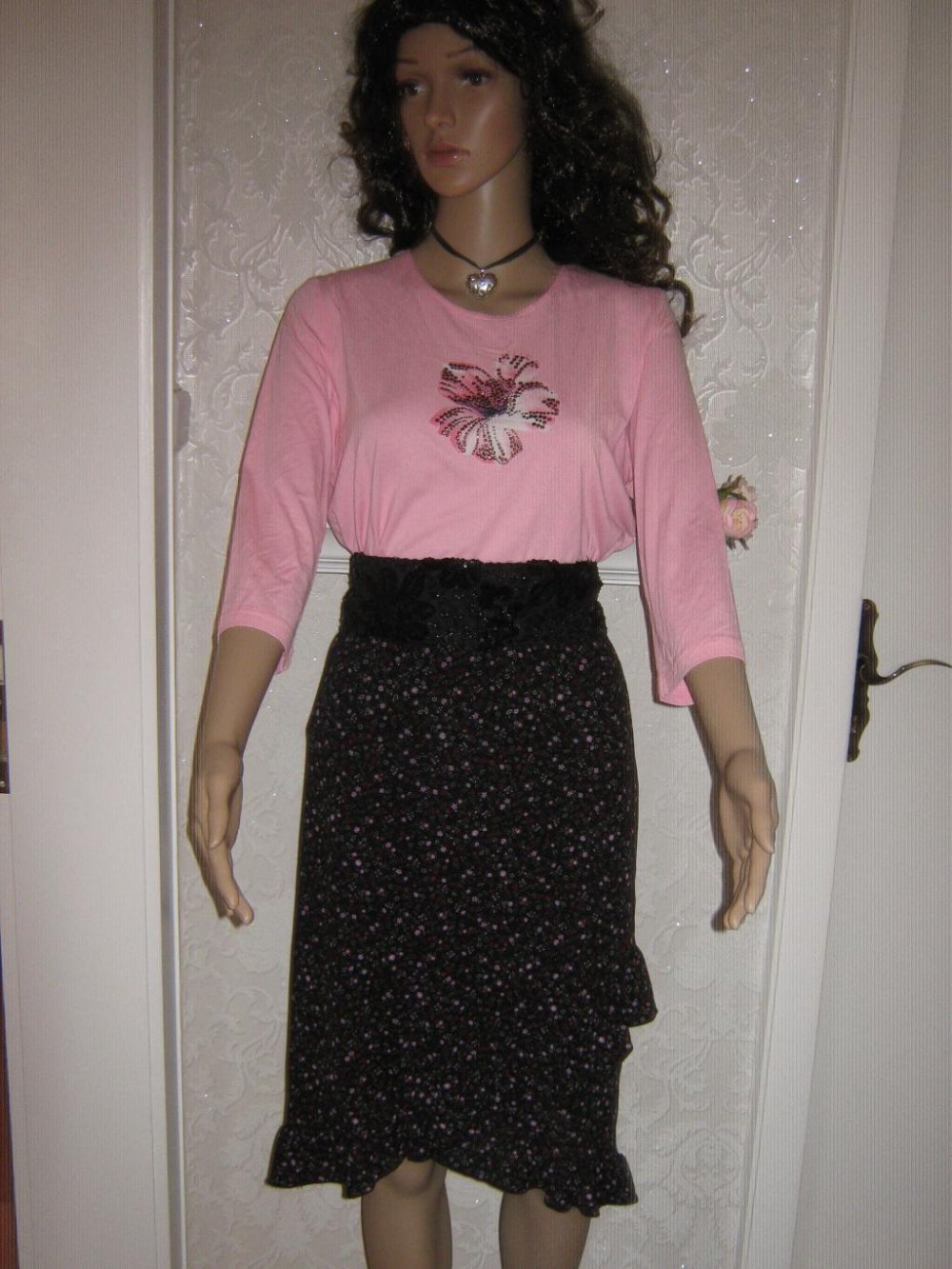 NEUw * Petit * Mille fleurs * Blümchen * Retro Romantik * DESIGNER * Strech Rock * Gr. 36- 38/ S * schwarz * bunt *