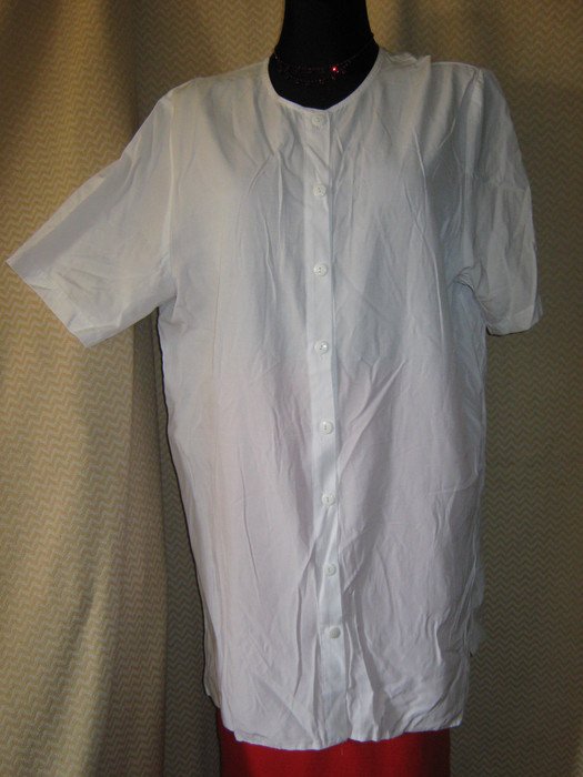  NEU * Original VINTAGE * DESIGNER * Kurzarm * Long * Lange * Bluse * Tunika * Kragenlos * Gr. 44- 46/ L * weiß *