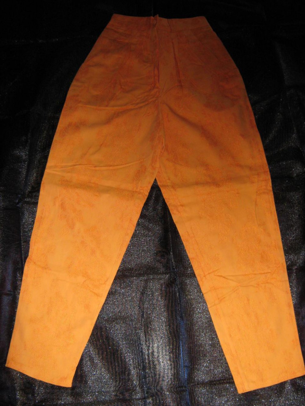 NEU * Edel * ausgefallen * Original VINTAGE * Designer * Rokoko * Blüten * Gobelin- Style * Anzug * Stoff * High Waist * Karotten * Hose * Gr. 34/ XS * orange- mandarin *