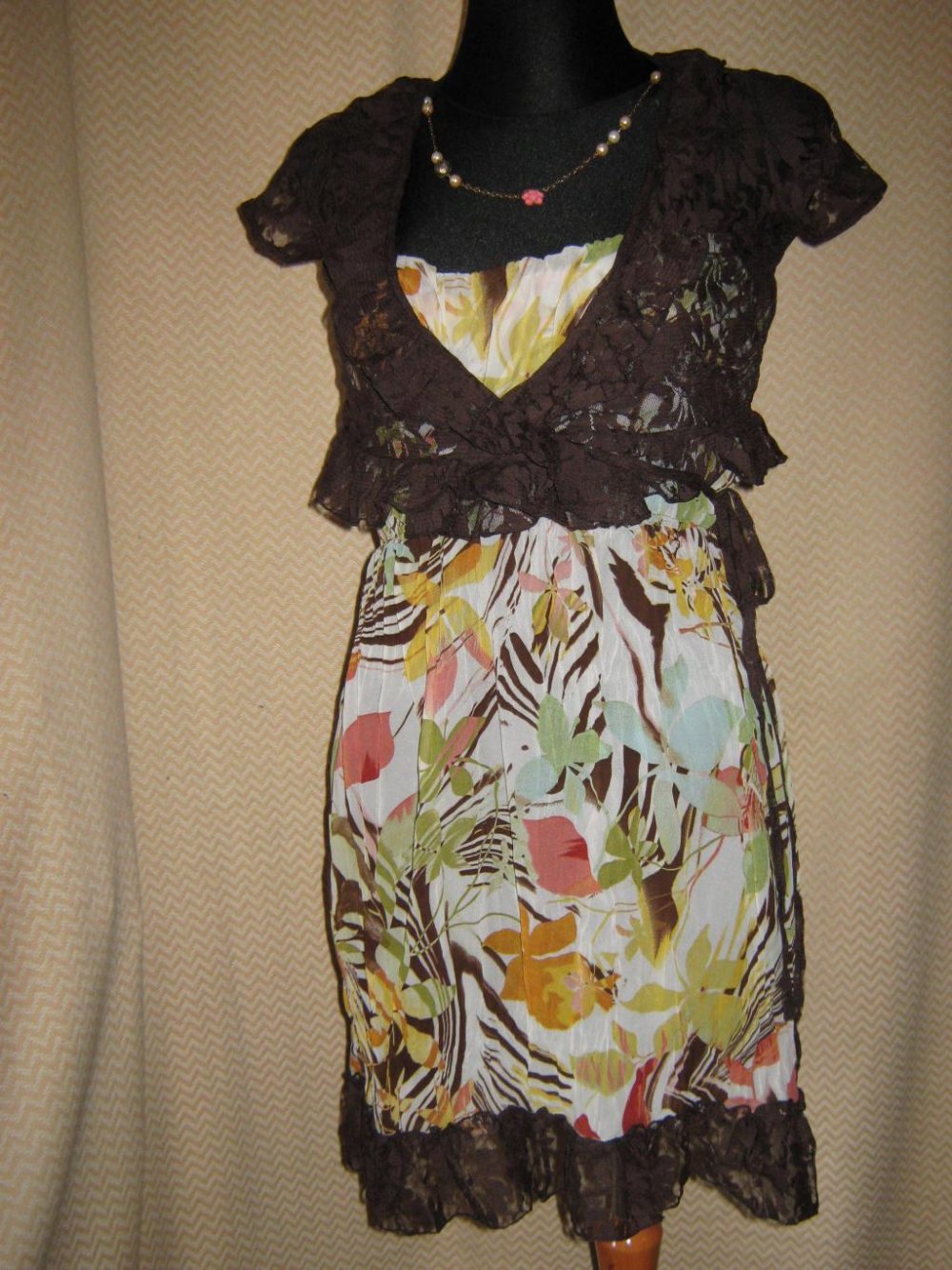 NEU * Romantik * Gipsy * Hippie - Look * Seiden- Chiffon * Spaghetti- Träger * Cocktail * Ausgeh * Freizeit * Salsa * Lace- Spitzen * Volant * Mini- Kleid 