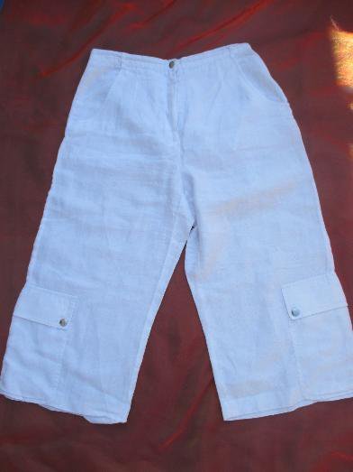 NEUw * Edel * modern * Leinen * Dreiviertel * 7/8 * Freizeit * Worker * Marlene * Culotte * Hose mit Taschen 