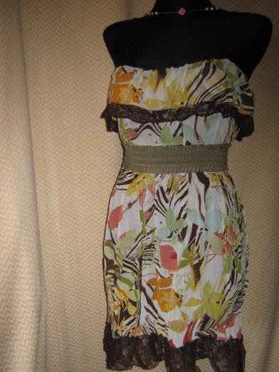 NEU * Romantik * Gipsy * Hippie - Look * Seiden- Chiffon * Spaghetti- Träger * Cocktail * Ausgeh * Freizeit * Salsa * Lace- Spitzen * Volant * Mini- Kleid 