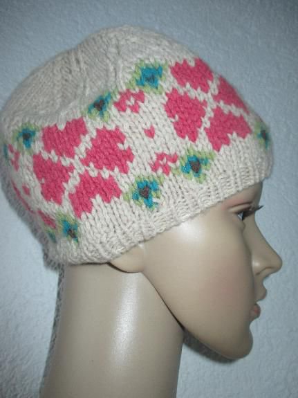 NEU * 3D * Blumen * Blüten * Flower-Power * 100% Wolle * Grobstrick * Beanie * Mütze 