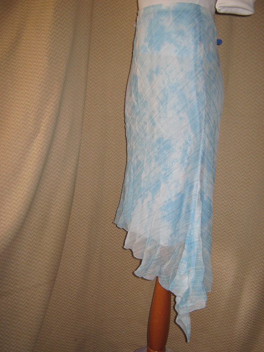 NEU * Seiden Chiffon * Elfen * Batik- Style * Silber Glitzer * Zipfel * Rock * Kleid 