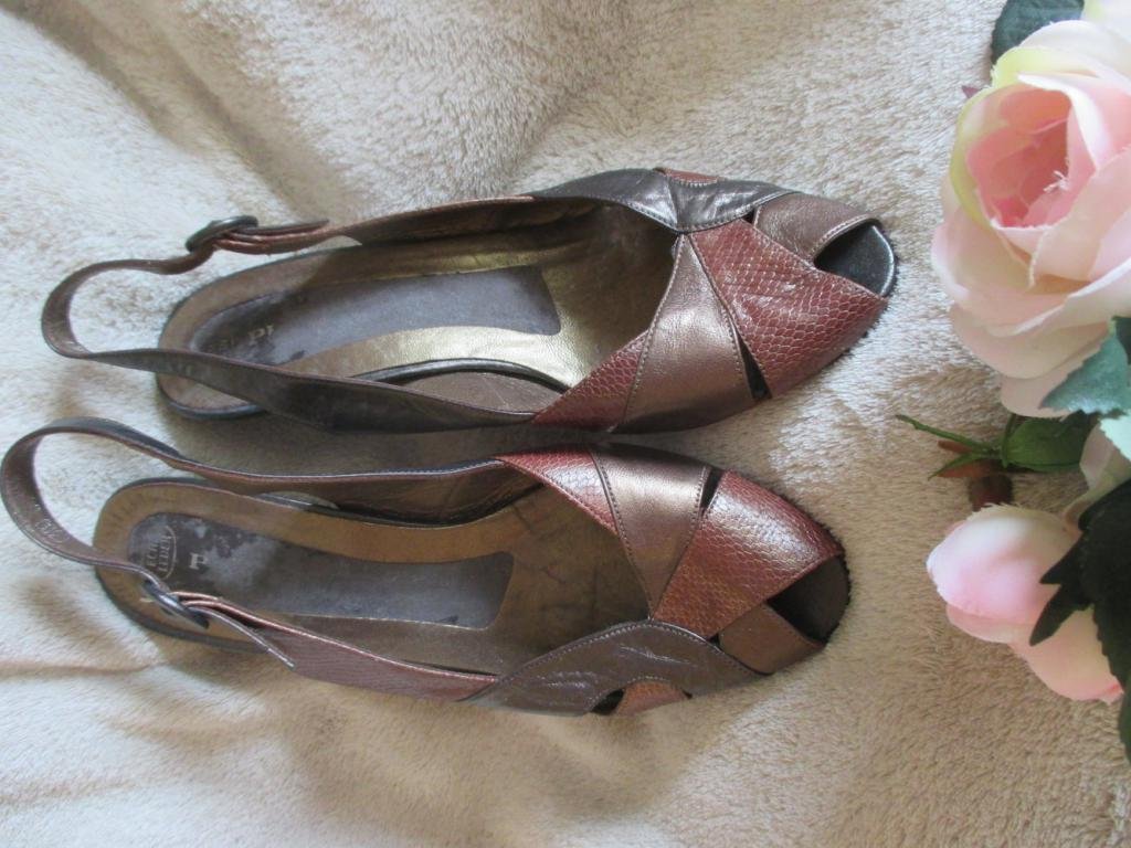 Original VINTAGE * High Kitten Heels * Peep Toes * Slingbacks * Slingpumps * Pumps * Schuhe 
