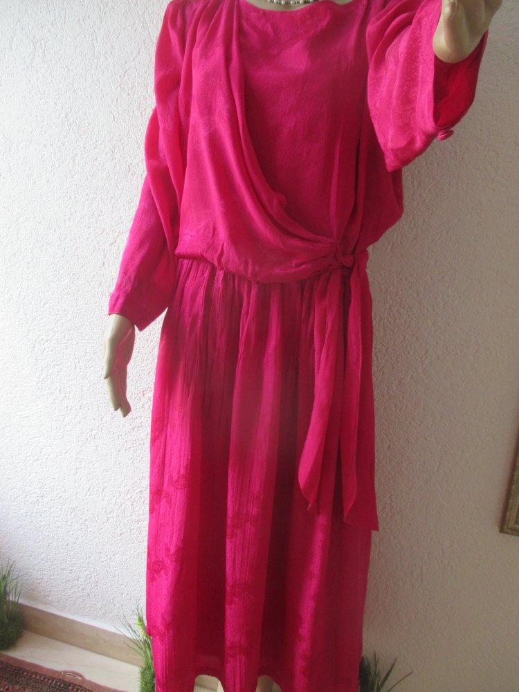 NEU mit Etikett * Edel * Original VINTAGE * Seiden- Satin * Paisley * Punkte * Dots * Print * Wickel- Optik * Maxi- Kleid 