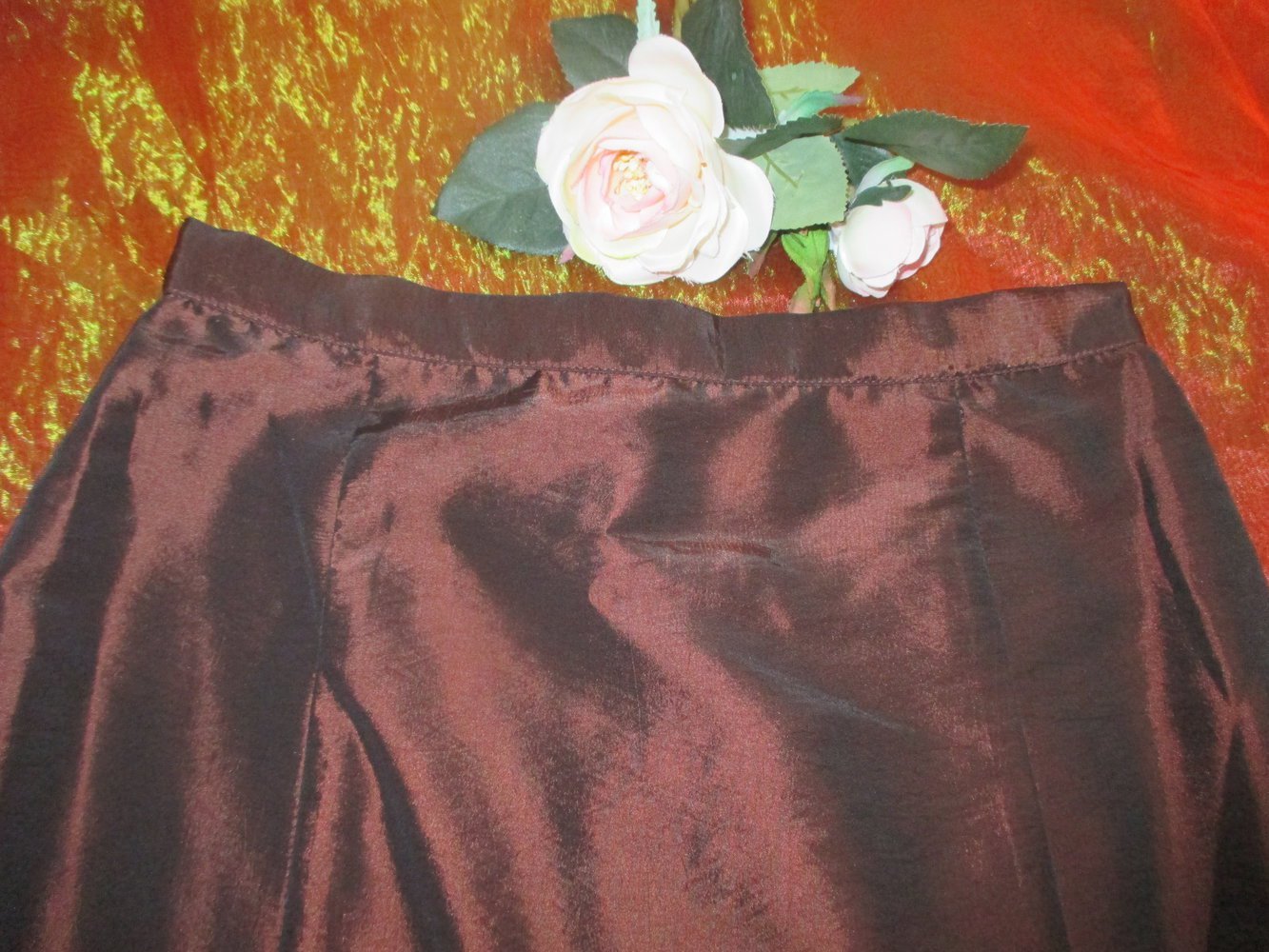 NEU * Schimmernd * Seiden * Satin * Abend * Ausgeh * Ball * Long * Maxi * DESIGNER * A- Linie * Rock * Gr. 34/ XS * schokoladen- braun *