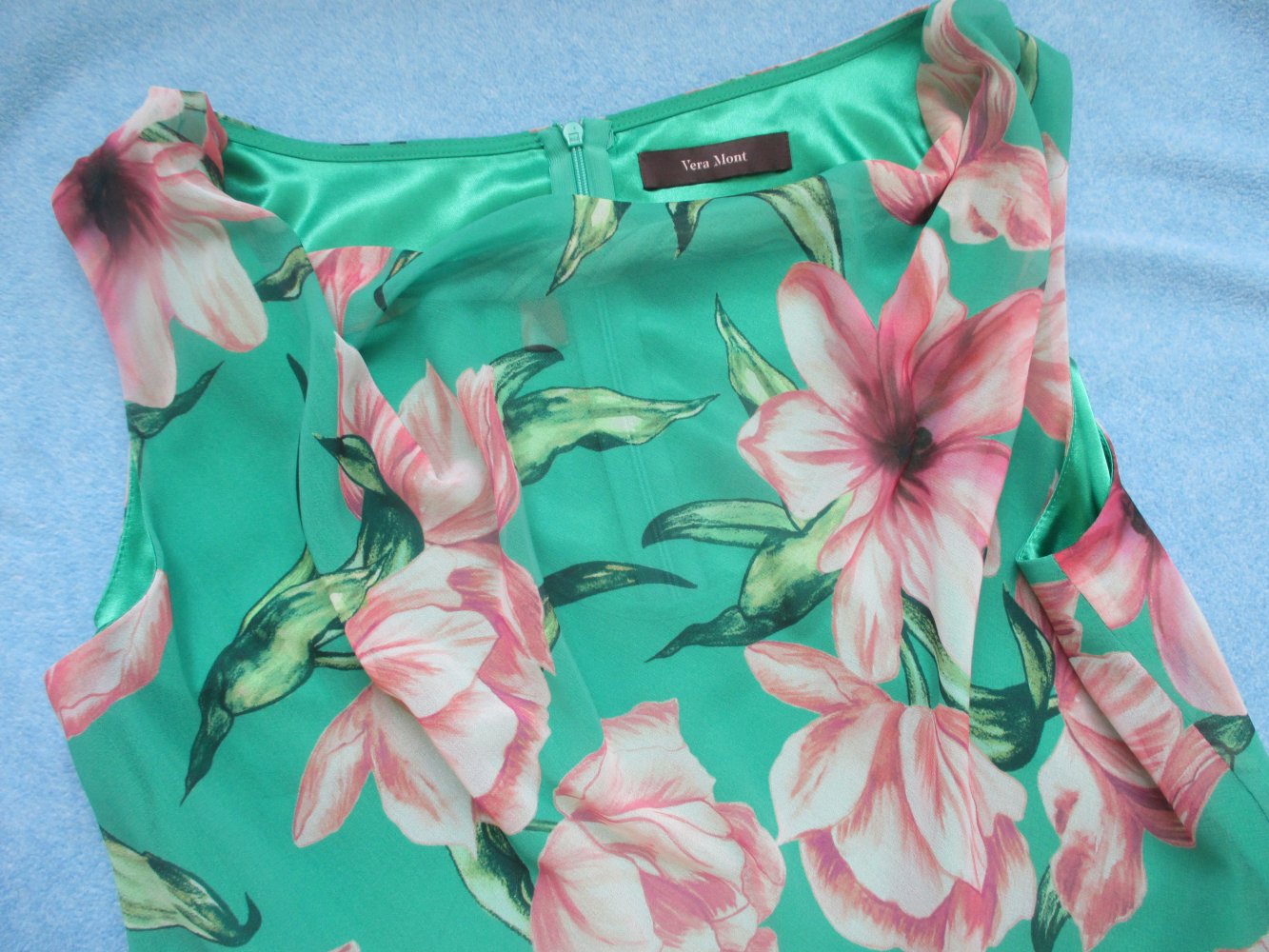 NEU * Blumen * Blüten* Flower Power * Seiden- Chiffon * Anlass * Cocktail * A-Linie * Midi * Träger- Kleid 