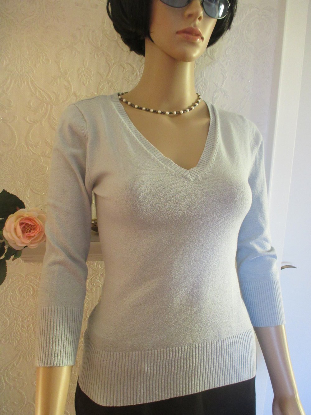 Edel * klassisch * Feinstrick * V- Ausschnitt Pullover 