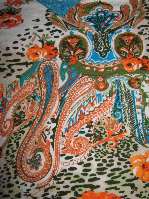 NEUw * Edel * stylisch * Original VINTAGE * Flower- Power * Rosen * Blüten * Romantik * Lace- Spitzen * DESIGNER * T- Shirt * Gr. 40- 42/ M * türkis * orange * bunt *