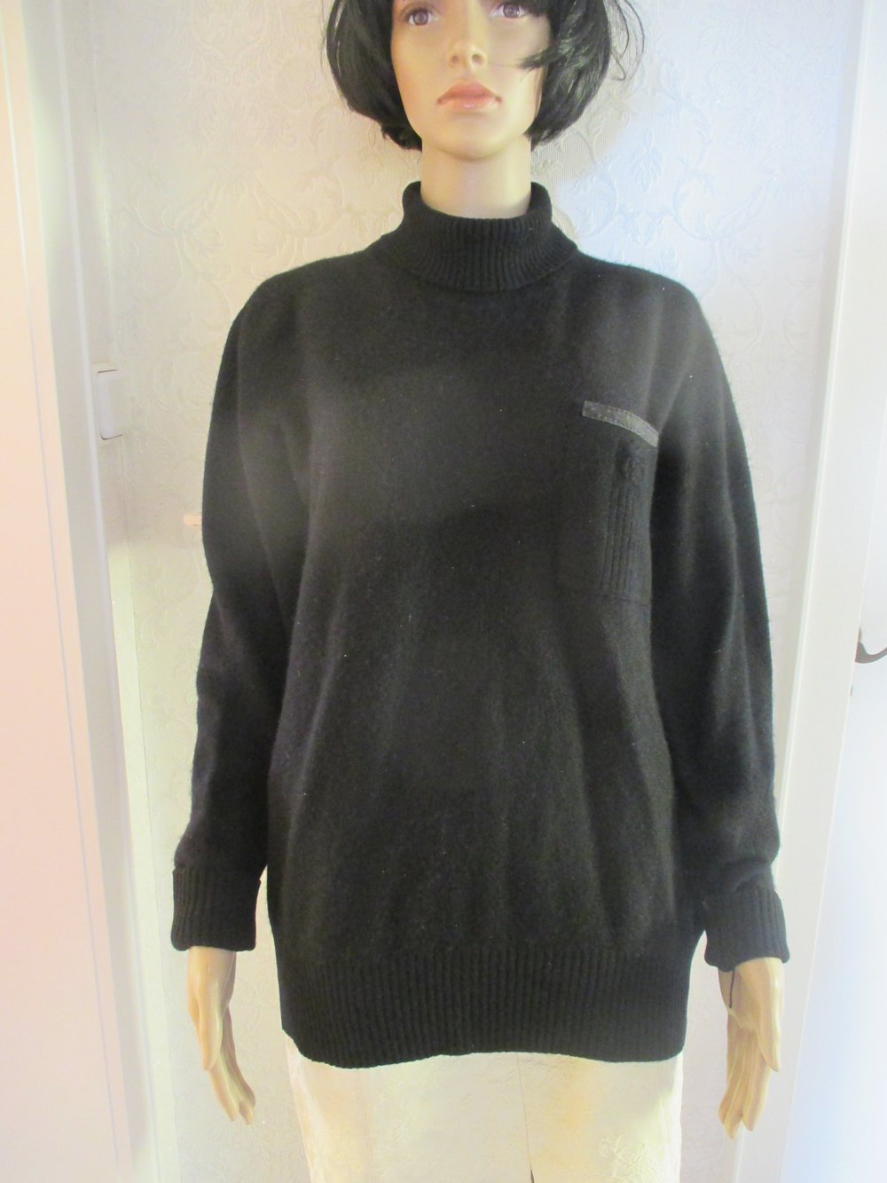 NEUw * Original VINTAGE * Angora * Cashmerè Wolle * Feinstrick * Rollkragen * Pullover ''Made in France'' Gr. 38- 40, 42/ S- M * schwarz * Gothic *