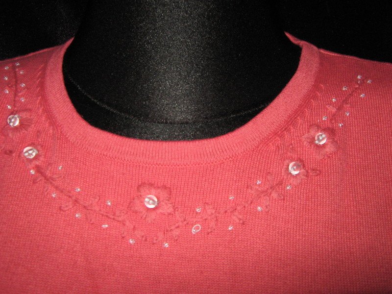 NEU * Edel * Perlen- Stickerei * ärmelloser * Feinstrick * Pullover 