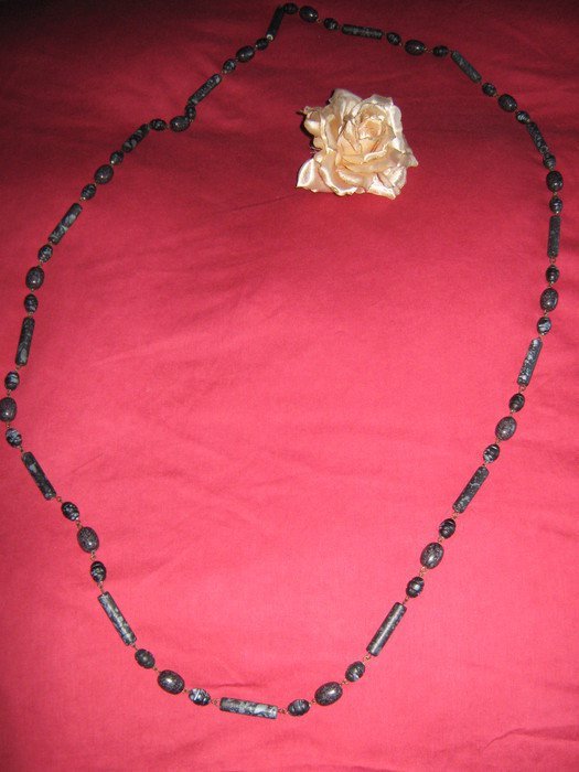 NEU * Extravagant * edel * lange * Boho * Charlston- Style * Perlen * Kette * dunkel- grau * anthrazit *