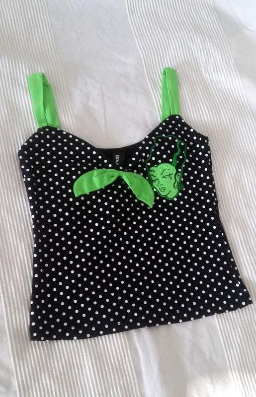 Sourpuss Top *Polkadots* *Frankenstein* *Zombie* *Gothic* *Horror*