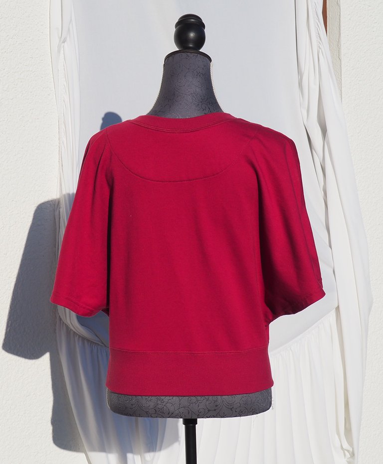 Weinrotes Jäckchen, Blouson, Hängeweste, Poncho mit Fledermausärmeln