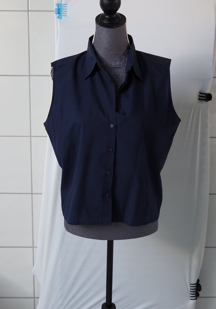 Ärmellose Bluse in Dunkelblau für Damen Gr. L 42/44