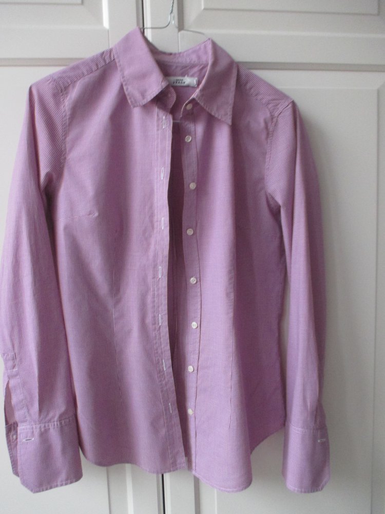 0039 Italy, edle Hemdbluse, Vichy Karo, Gr. S, pink - weiß kariert