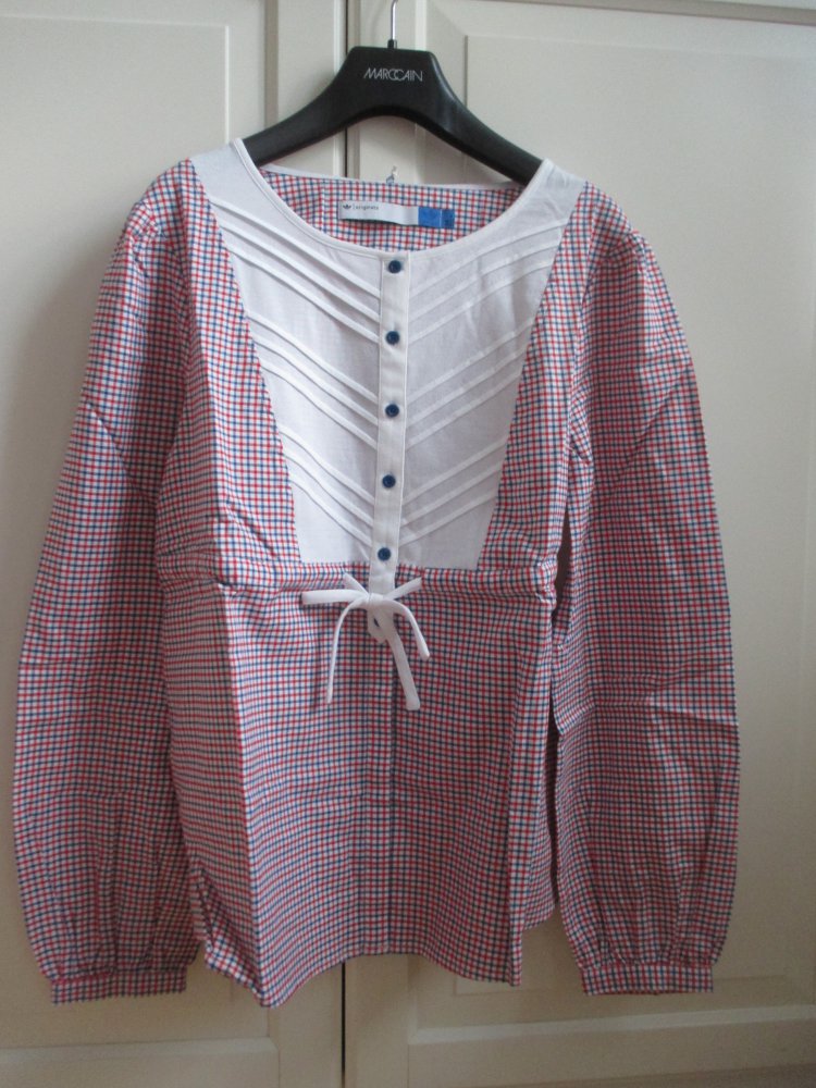 Adidas, rot-weiß-blau karierte Tunika, Bindegürtel, Gr. 38, ovp