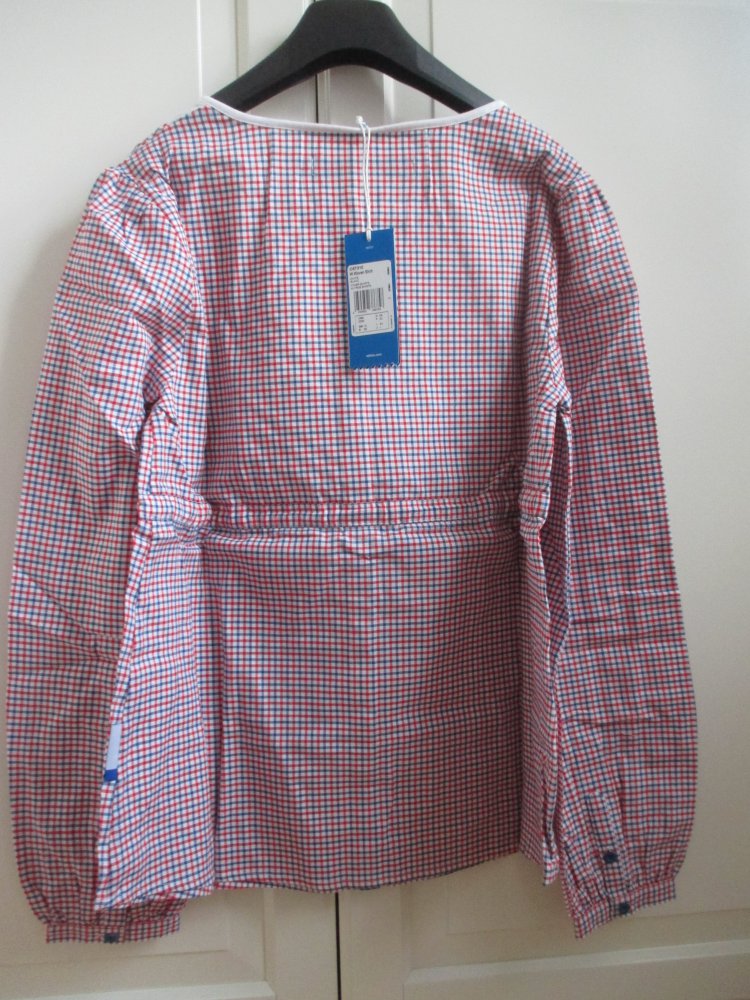 Adidas, rot-weiß-blau karierte Tunika, Bindegürtel, Gr. 38, ovp