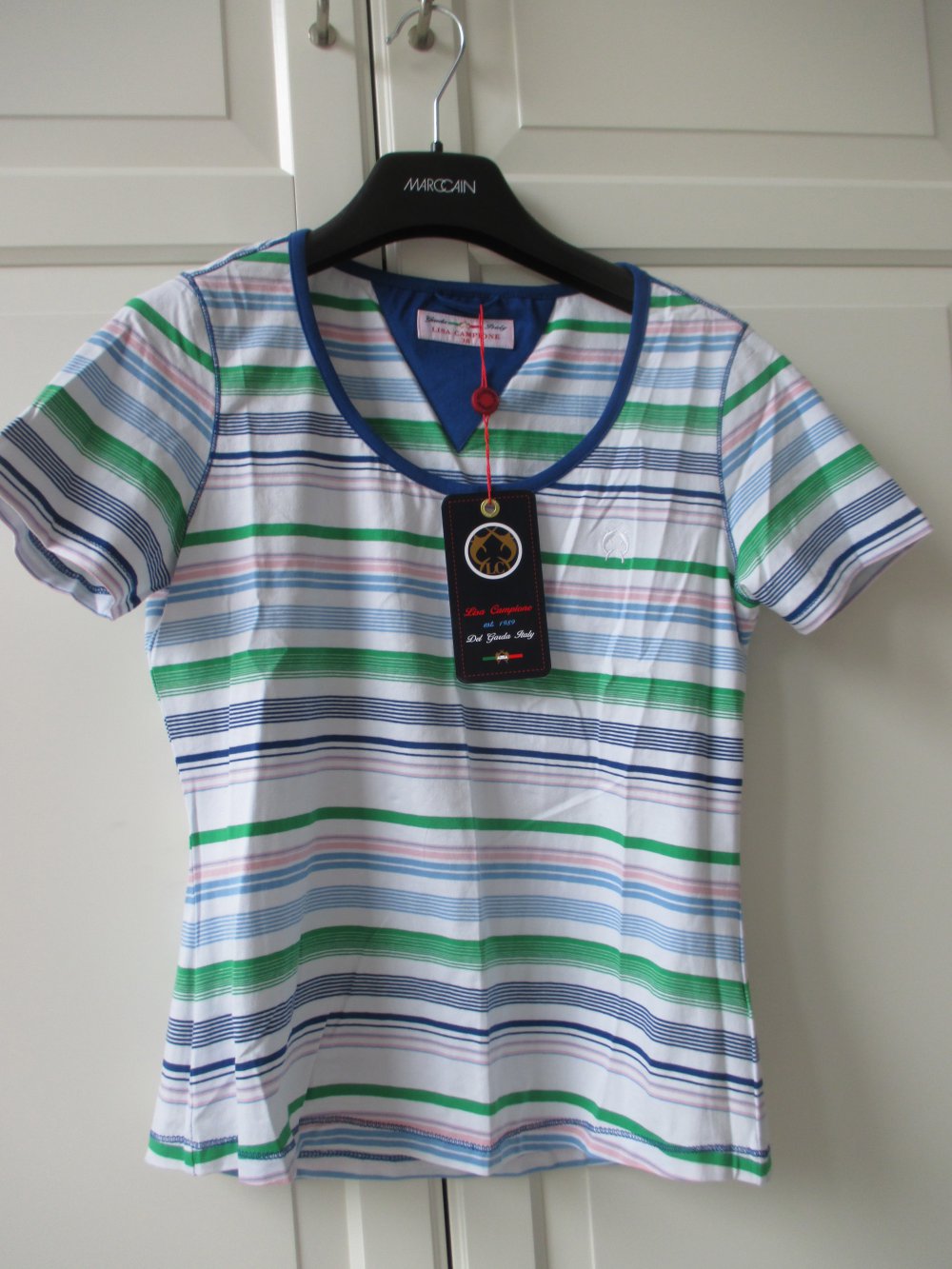 Lisa Campione, gestreiftes T - Shirt, Gr. M, Baumwolle, Kurzarm, Gr. 38 