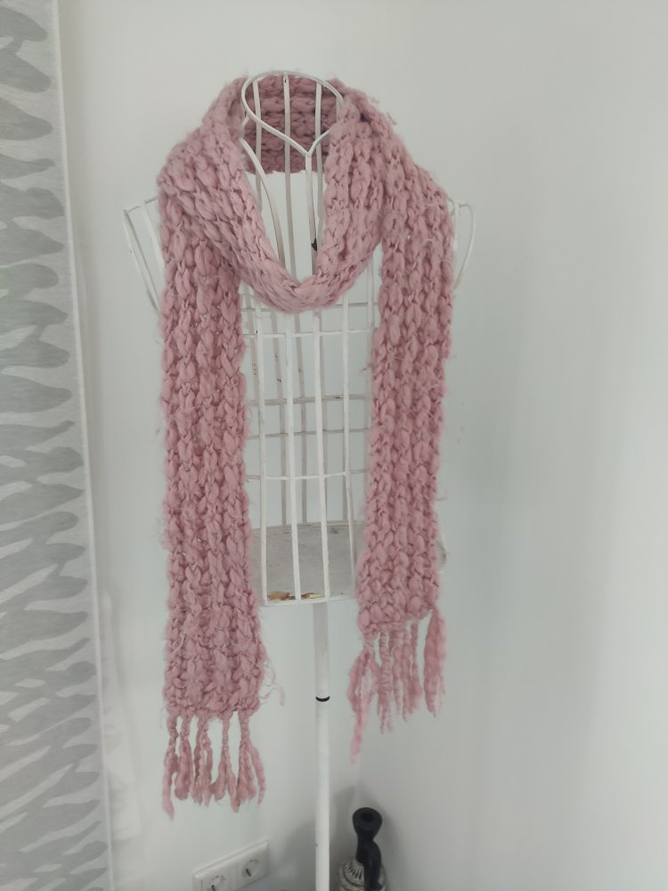XXL Strickschal in rosa mit Silberfäden 