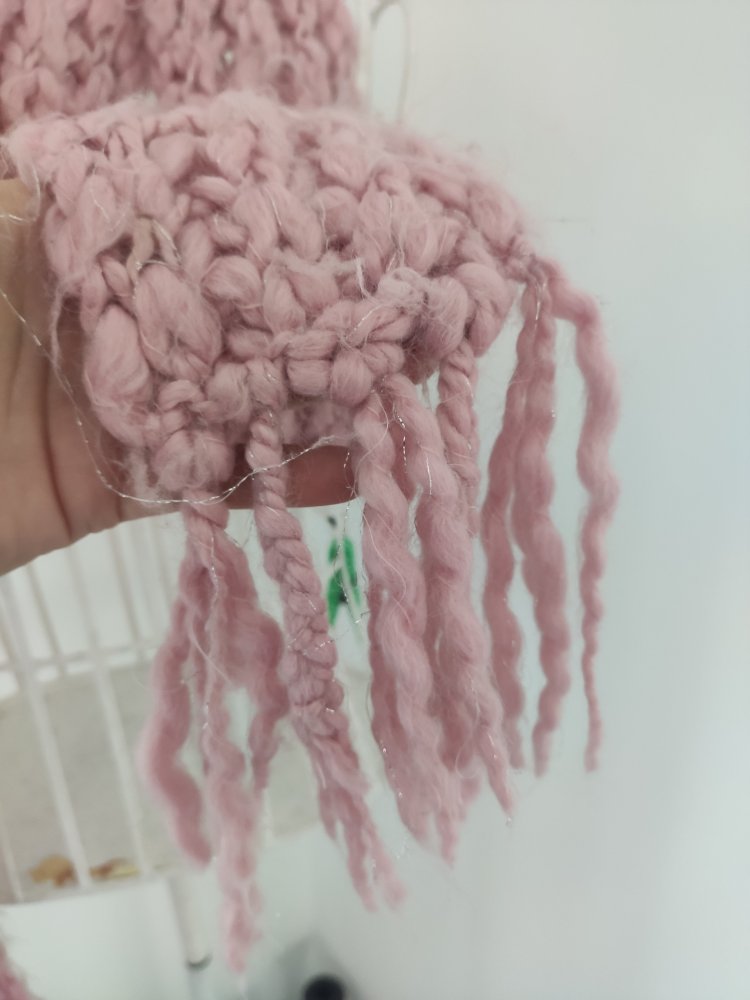 XXL Strickschal in rosa mit Silberfäden 