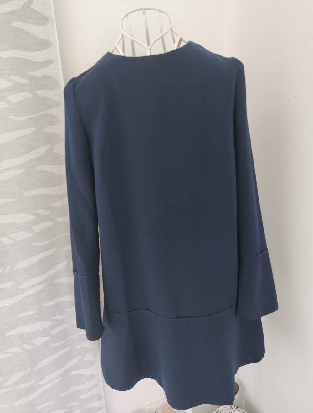 Blaues Mango Kleid S langärmlig