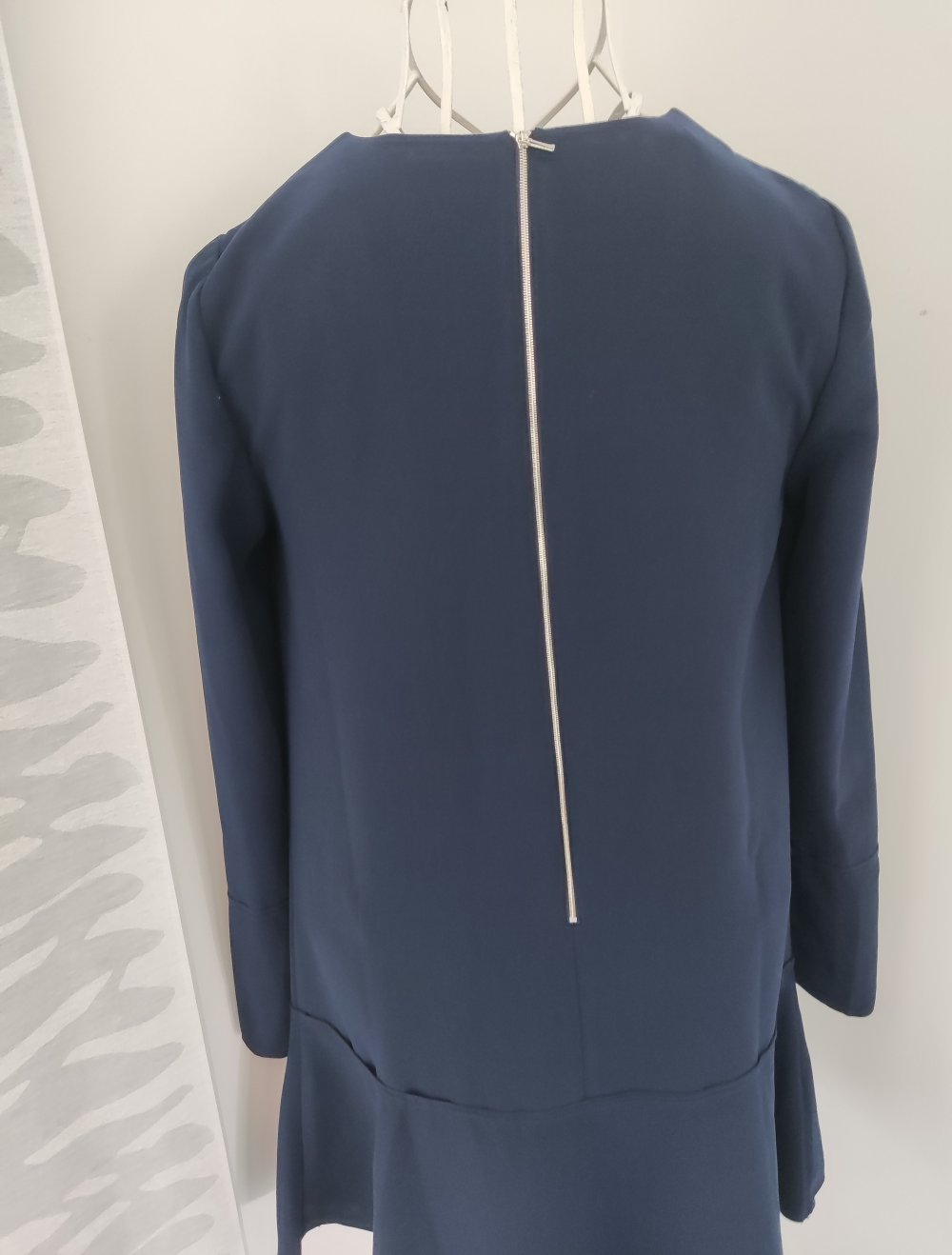 Blaues Mango Kleid S langärmlig