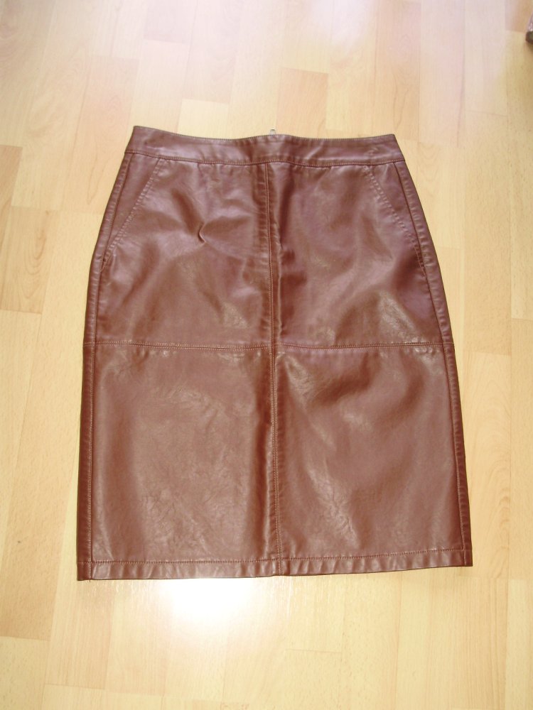 Soyaconcept Kunstleder Rock midi braun 34 = S NEU