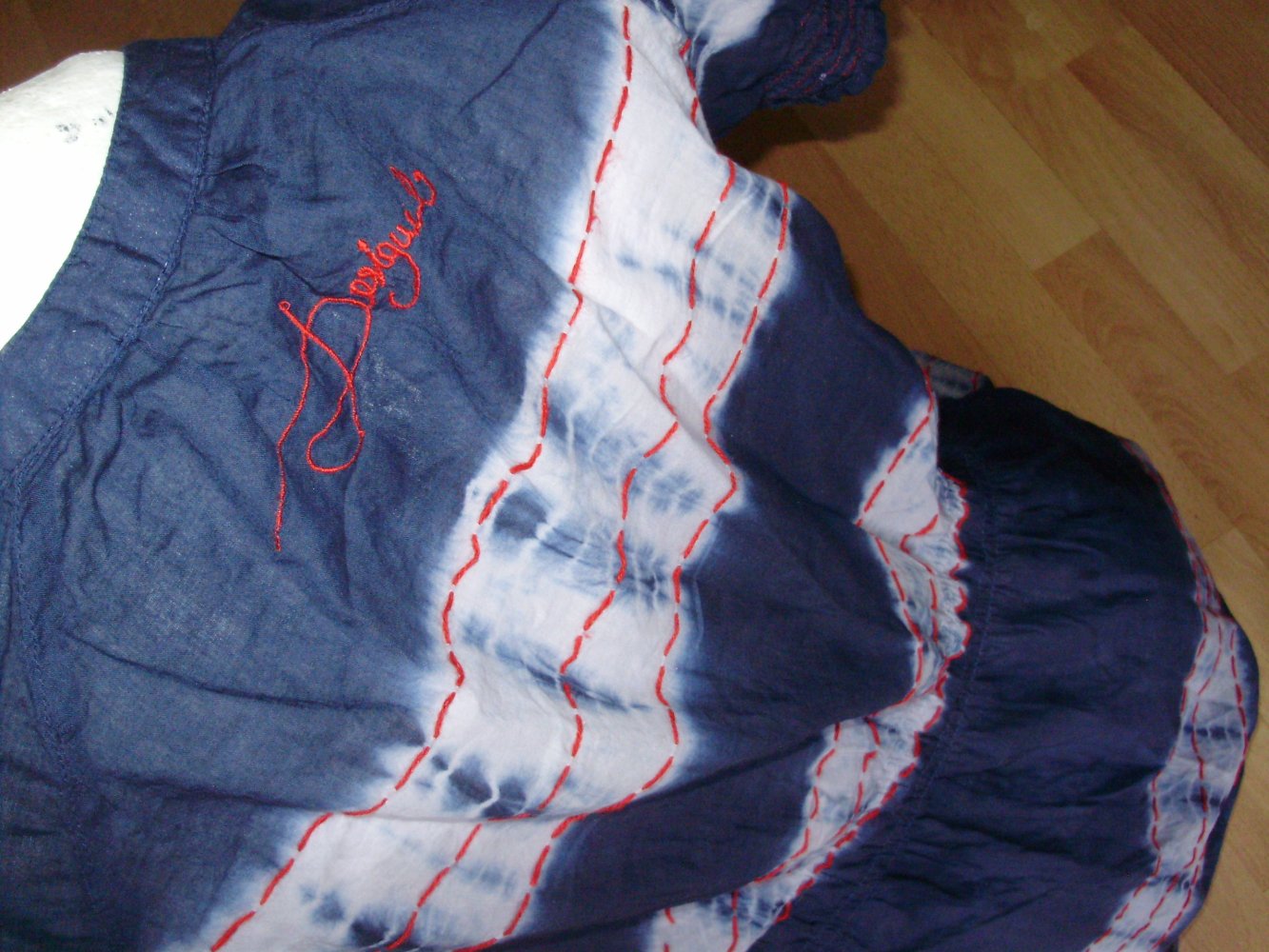 Desigual Kleid blau bunt Batik bestickt Gr 38