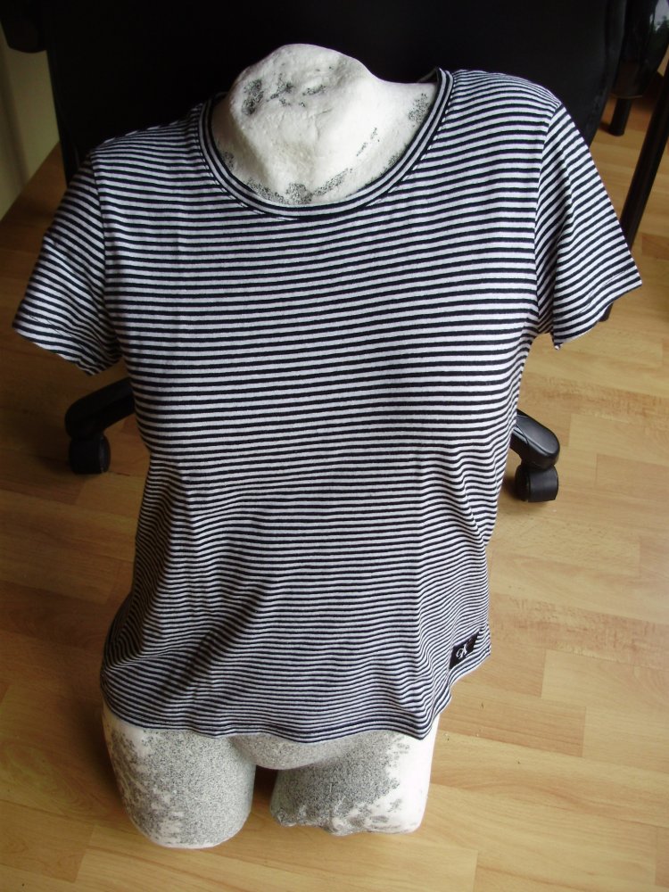 Calvin Klein Shirt Streifen fein schwarz weiß M