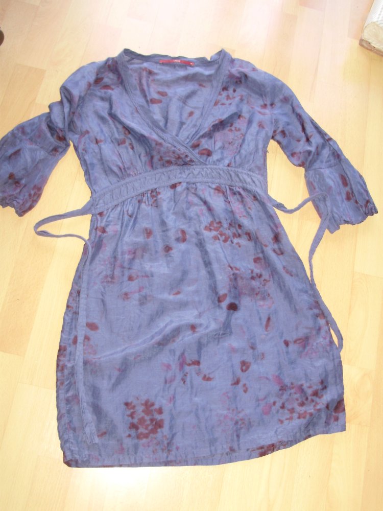 Lanius Kleid Baumwolle Seide blau Muster 34