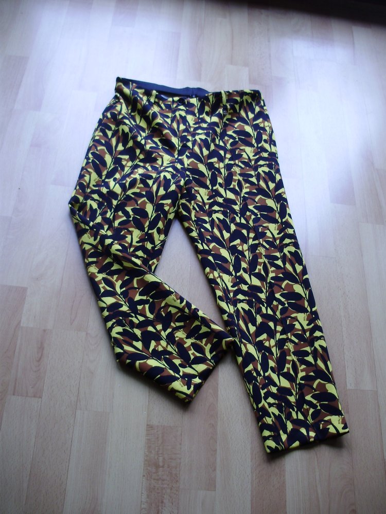 Marc Cain Hose Stretch braun schwarz gelb Muster M