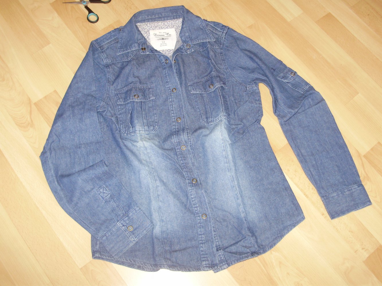 Denim &Co Bluse Langarm Jeans Drücker Gr 38