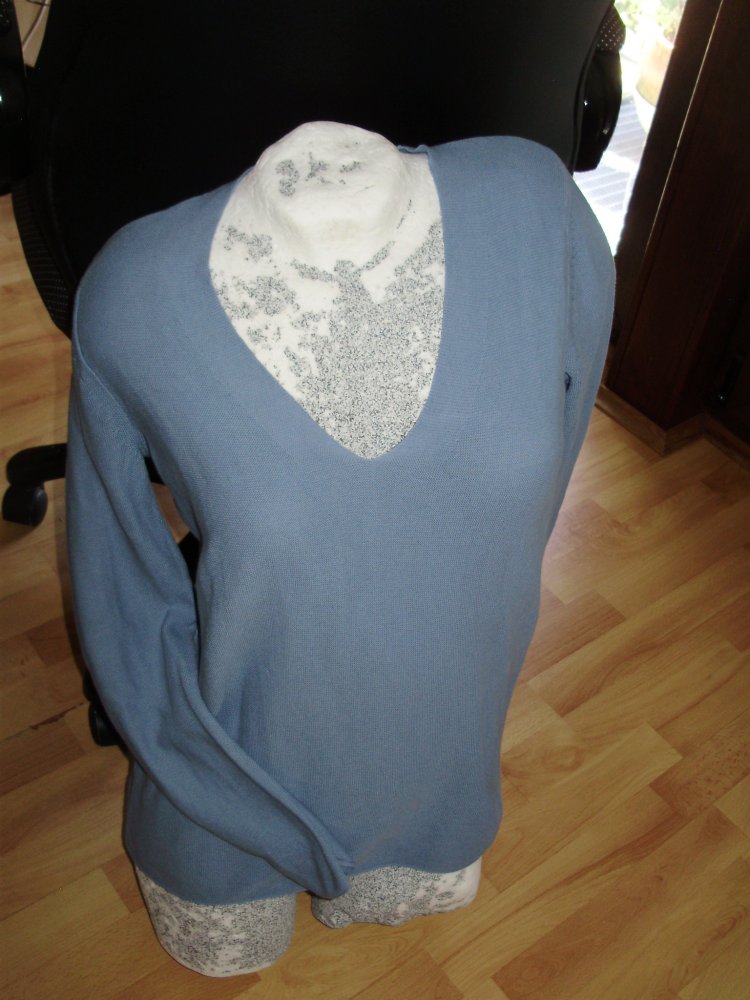 Tom Tailor Pullover leicht blau V-Ausschnitt organic BW Gr M