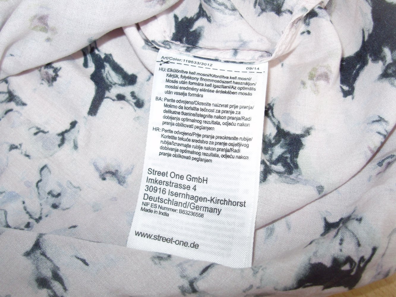 Street one Bluse rose Muster Knöpfe Gummibund Gr 34 = S