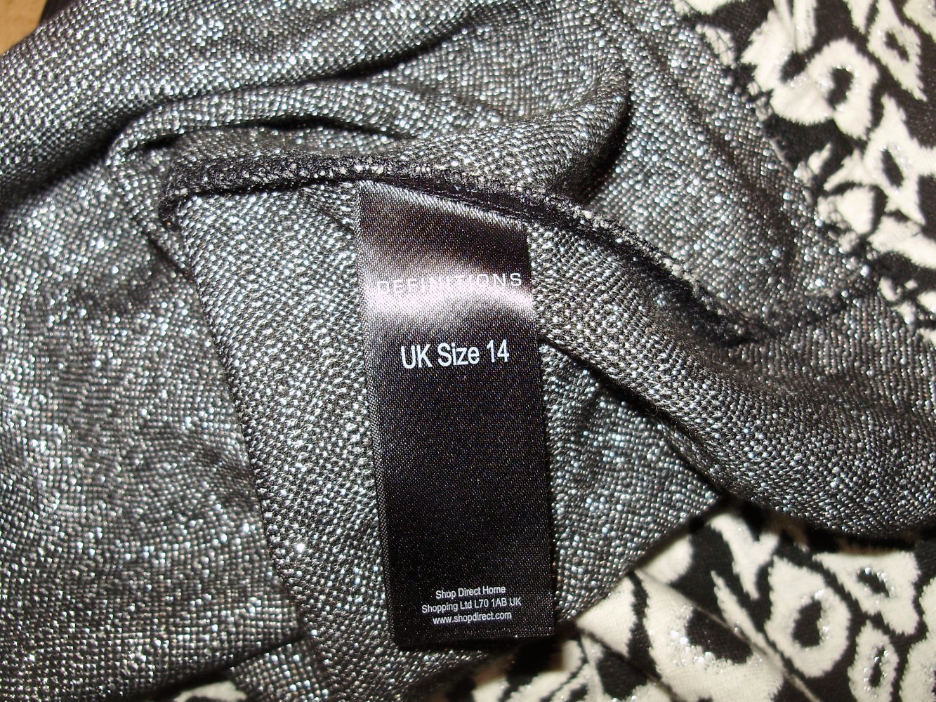 Definitions Kleid schwarz beiges Muster ausgestellt UK size 14 = L