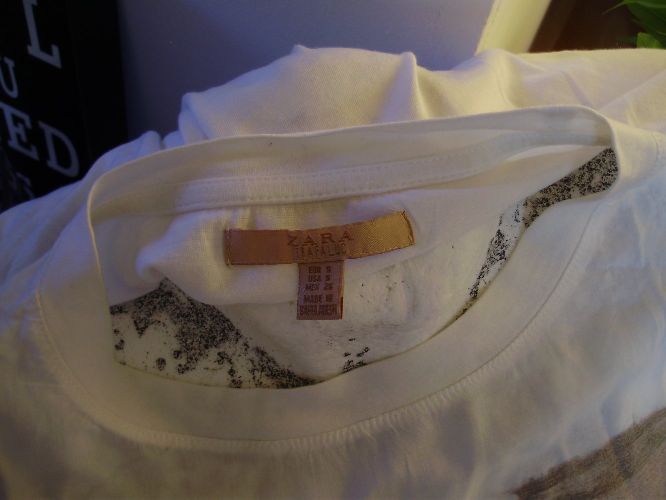 Zara Shirt Print französisch S weiß