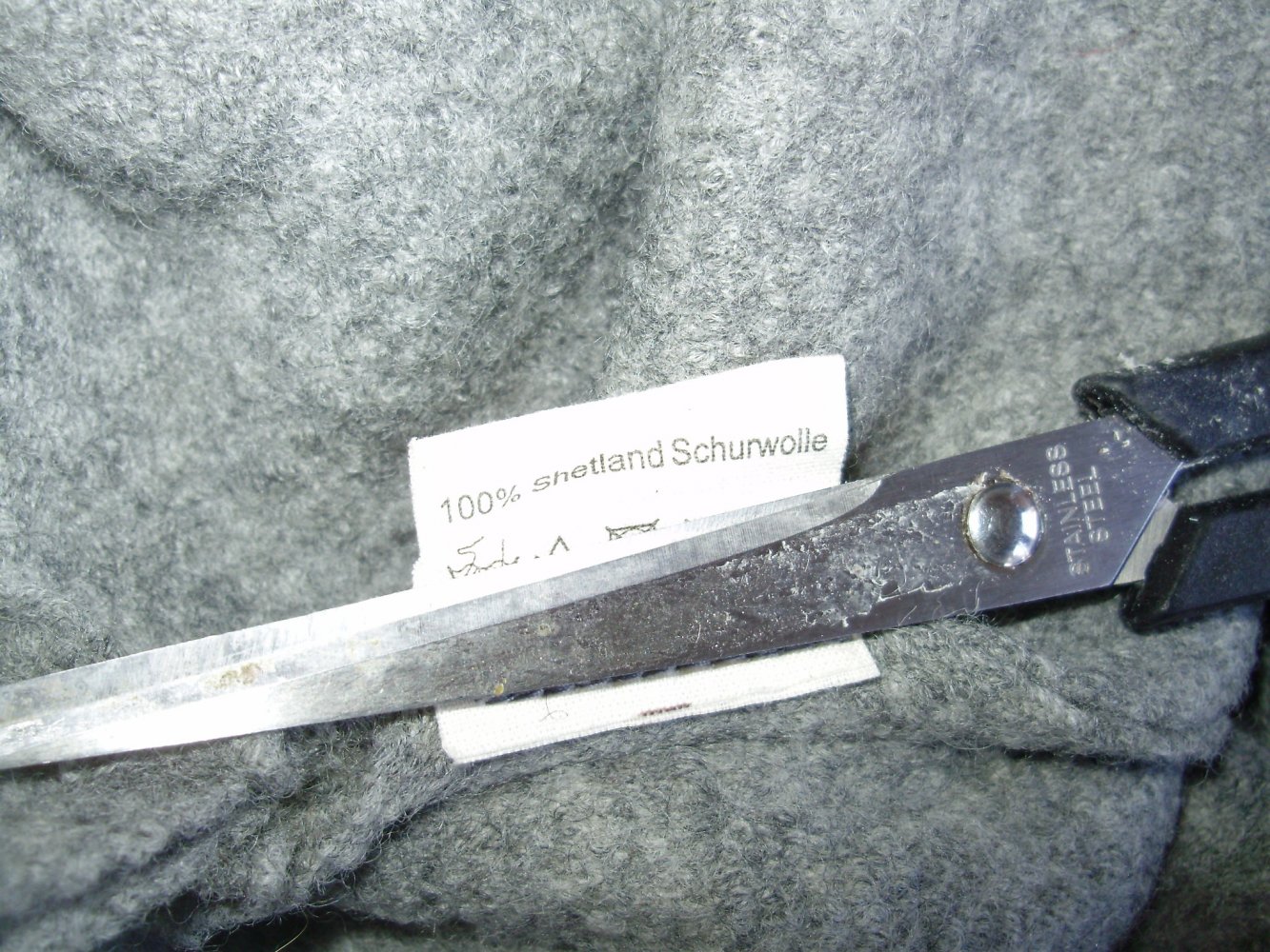 Stulpenkult Mantel hellgrau 100% Shetland Wolle M ausgefallen