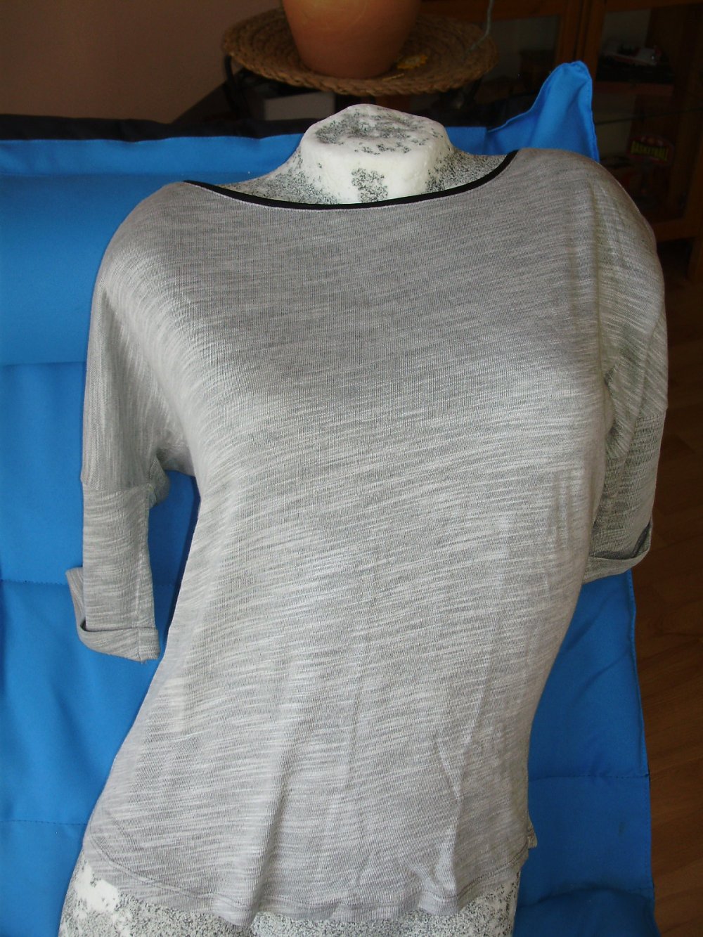 Promod Shirt hellgrau Lederschleifen S