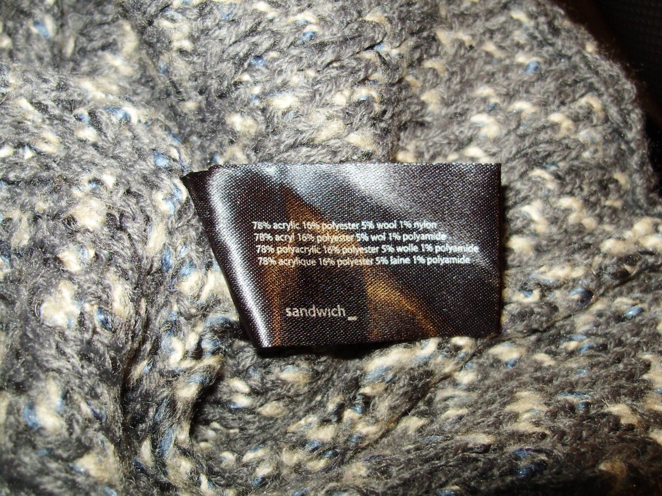 Sandwich Strickmantel warm grau meliert S