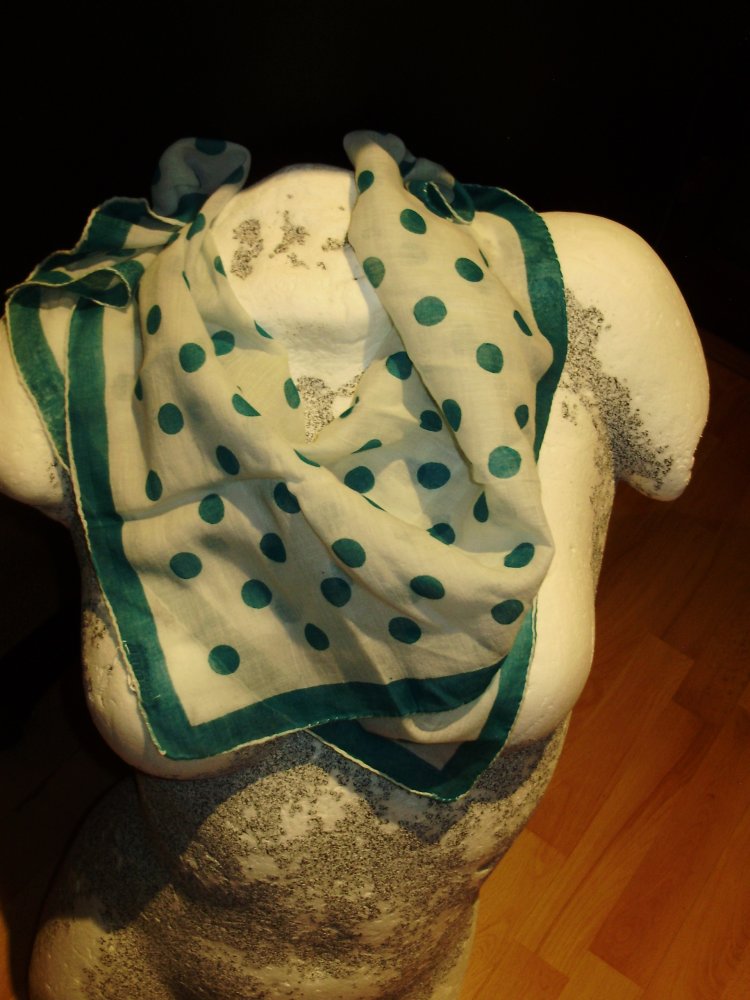 Tuch Baumwolle India weiß türkisfarbene Dots 