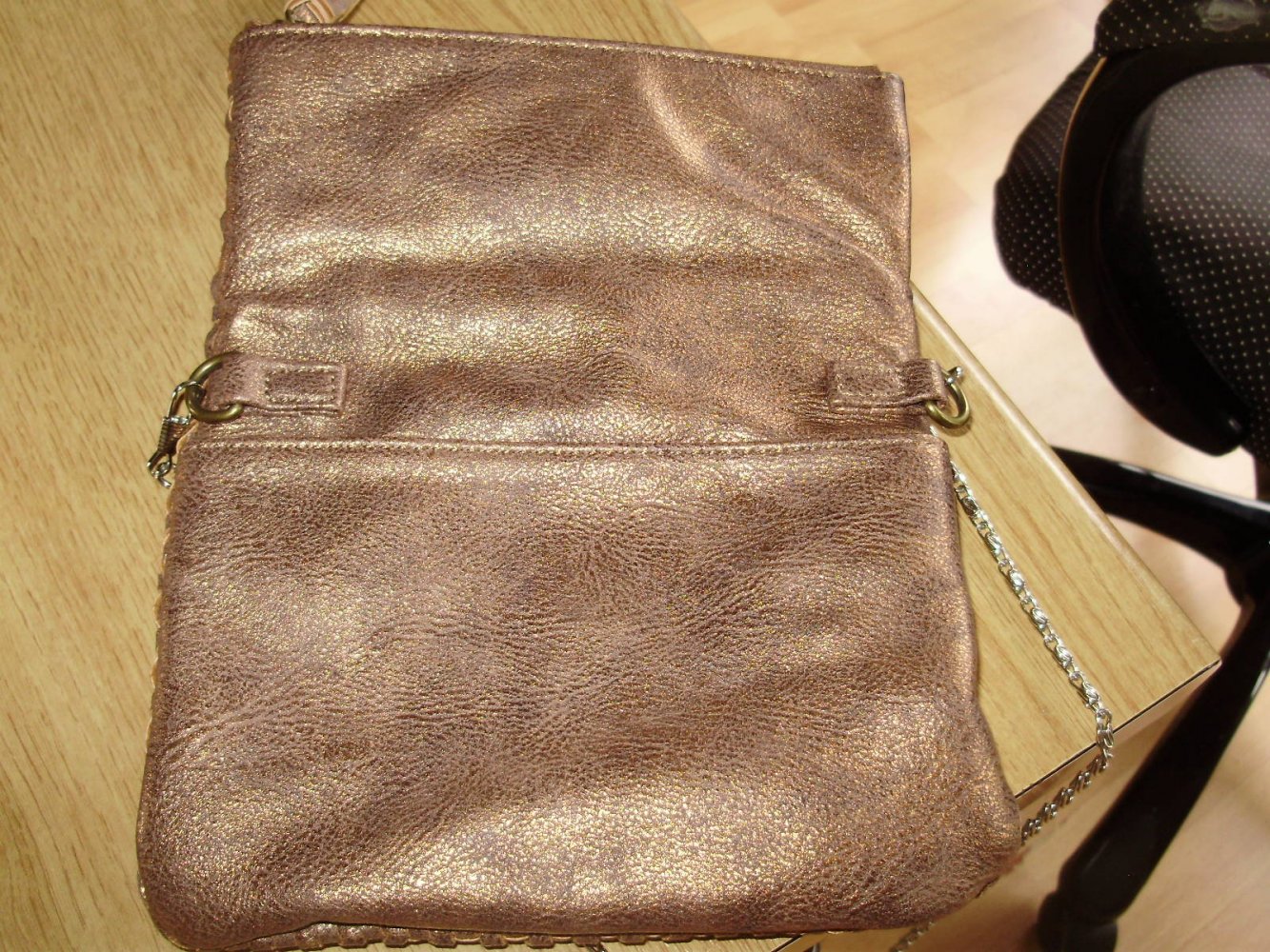 Umhängetasche Crossbag bronze Flechtmuster Ketten Gurt wie neu