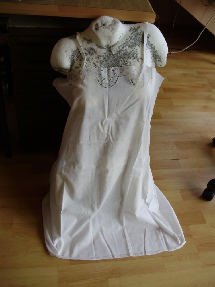 Vintage Unterkleid Nachthemd Baumwolle weiß Spitze ca 44